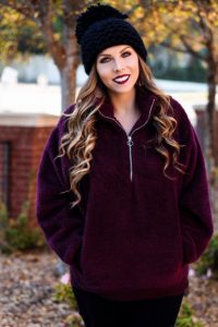 Burgundy Fleece Pullover + 50% Off Sale - Vogue for Breakfast